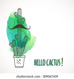 Funny cactus with a mustache.Hello cactus!