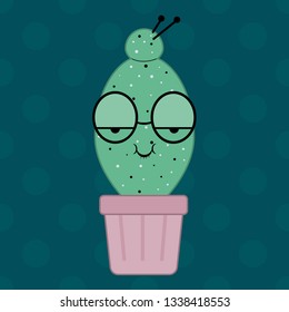 funny cactus on seamless pattern background