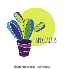 Funny cactus.Happy cactus