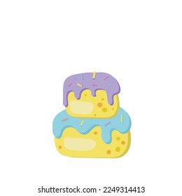Funny cake on white background,  greetings card with copy space