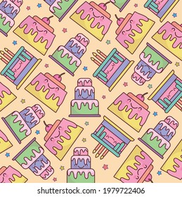 funny cake sweet cartoon pattern