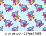 funny calculator character seamless pattern illustration background 