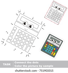 Funny Calculator. Dot to dot educational game for kids.