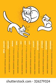 Funny calendar 2016 with three white cats