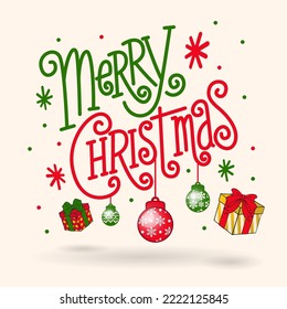 Funny Calligraphy of Merry Christmas Greeting card