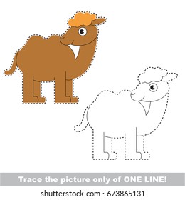 Funny Camel to be traced only of one line, the tracing educational game to preschool kids with easy game level, the colorful and colorless version.