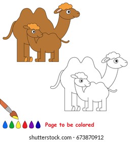 Funny Camel and Mother to be colored, the coloring book for preschool kids with easy educational gaming level.