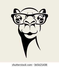 funny camel wearing glasses. vector illustration for T shirt, poster, print design.