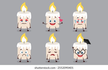 personagem engraçado do desenho animado da vela com a ilustração diferente do projeto da atividade da pose