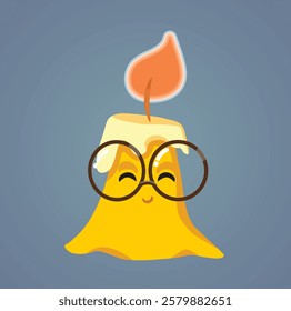 
Funny Candle Vector Character with Melting Wax. cheerful quirky mascot design celebrating on anniversary 