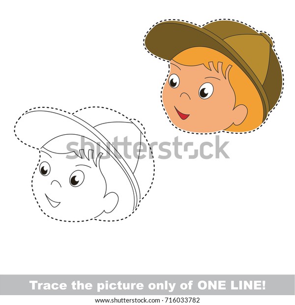 Funny Cap Boy Face Be Traced Stock Vector Royalty Free