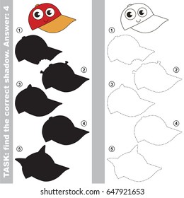 Funny Cap with different shadows to find the correct one, compare and connect object with it true shadow, the educational kid game with simple gaming level.