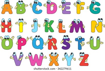 Funny Capital Letters Alphabet Children Education Stock Vector (royalty 