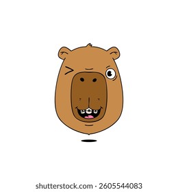 Funny capybara with braces. Trendy vector illustration.