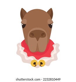 Funny capybara in Christmas costume on white background