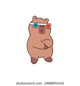 Funny capybara is cool and self-confident. Trendy vector illustration.