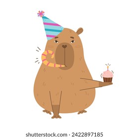 Funny capybara Happy Birthday greetings