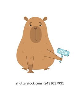 Funny capybara holds sign error 404 message