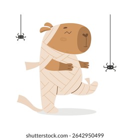 Funny capybara in mummy costume