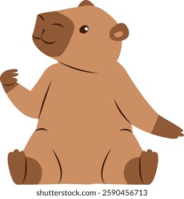 Funny Capybara Sitting Vector Illustration