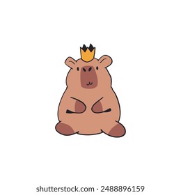 Funny capybara wearing a crown. Fashionable vector illustration.