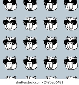 Funny capybra in a sunglasses. Square seamless pattern. Trendy vector illustration.