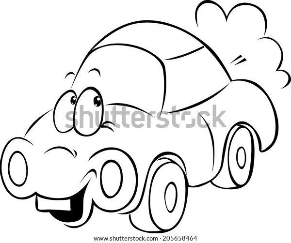 funny car cartoon - black\
outline