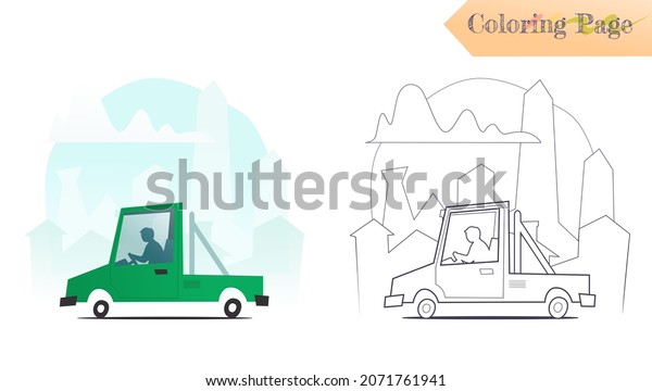 Funny car colouring page vector illustration\
suitable for multiple\
purpose
