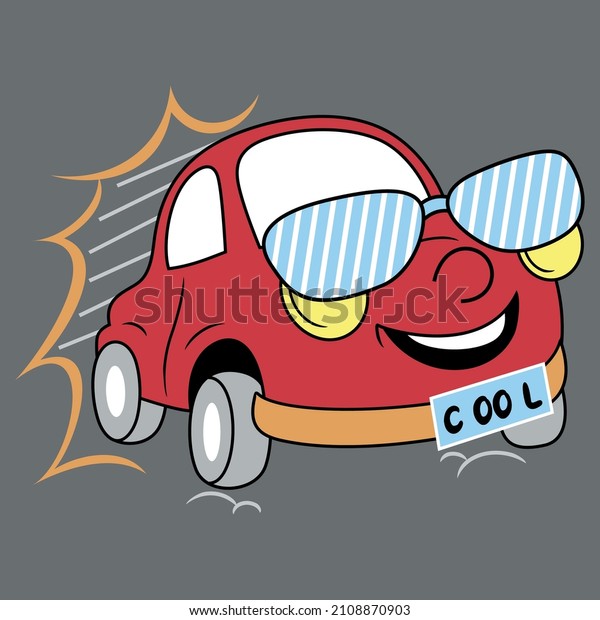 funny car glasses\
cool , vector\
illustration