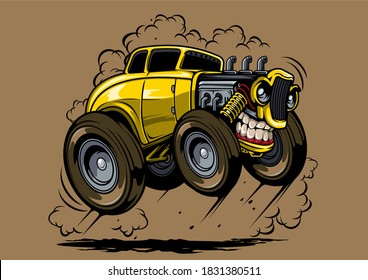 funny car illustration with teeth