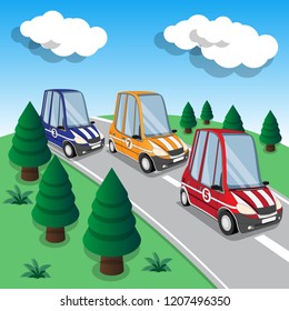 Funny car racing. Vector illustration.