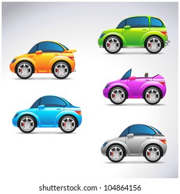 Funny car set icons illustration