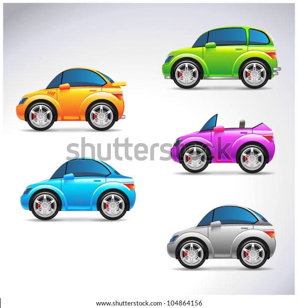 Funny car set icons\
illustration