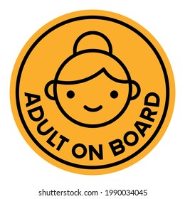 Funny car sticker. Car decal. Adult on board