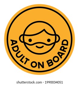 Funny car sticker. Car decal. Adult on board