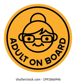 Funny car sticker. Car decal. Adult on board