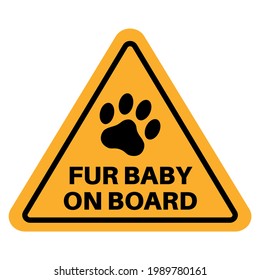 Funny car sticker. Car decal. Fur baby on board