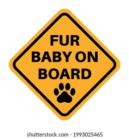 Funny car sticker. Car decal. Fur baby on board