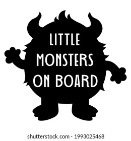 Funny car sticker. Car decal. Little monsters on board