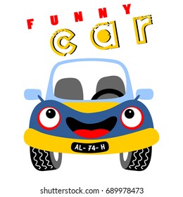 funny car vector cartoon illustration