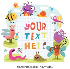 funny card with beetles