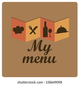 a funny card with brown silhouettes for menu design