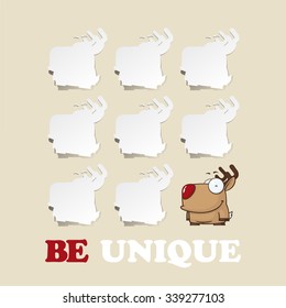 Funny card with cartoon deer character. Vector collection.