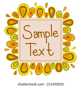 Funny card with hand drawn drops and sample text, vector illustration
