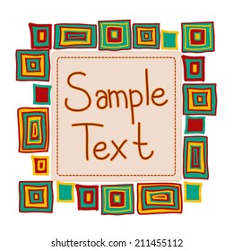 Funny card with hand drawn rectangles and sample text, vector illustration