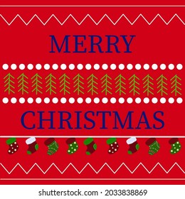 funny card for Merry Christmas with socks on the red background