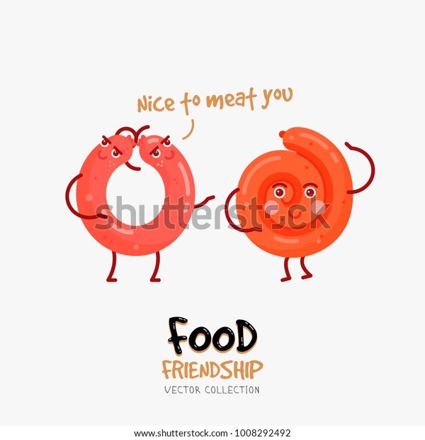 Funny Card Sausages Friendship Friend Food Stock Vector Royalty Free