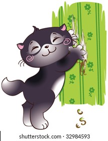Funny card vith bad-mannered kitten in vector