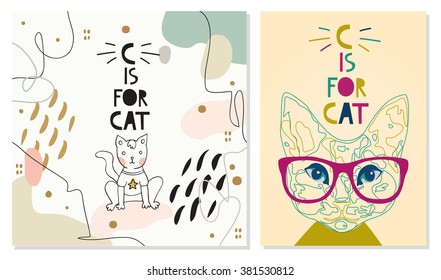 Funny cards with a cute cats.