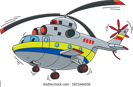Funny cargo helicopter with eyes Kids illustration